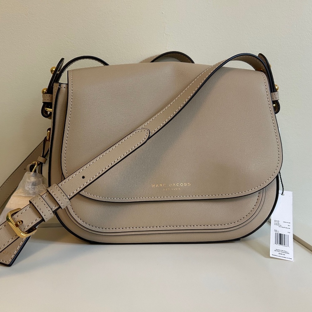 NWT Marc Jacobs Rider Crossbody Flap Bag in Antique Beige
